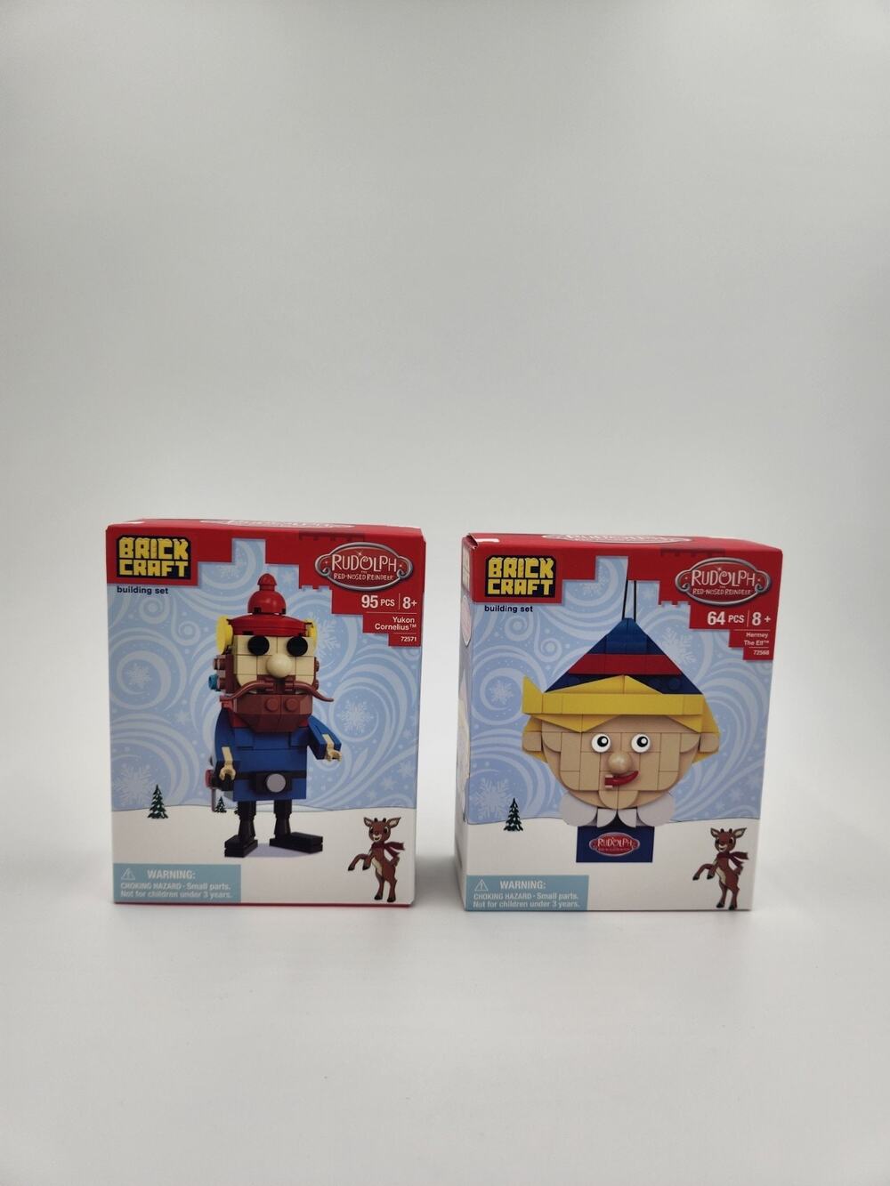 Lot of 2 Brickcraft Rudolph The Elf Decoration and Yukon Cornelius New with Tag